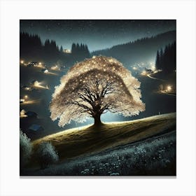 Tree At Night 3 Canvas Print