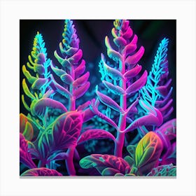 Psychedelic Plants Spring Flower Neon Wallpaper Canvas Print
