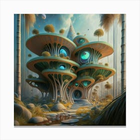 Huge colorful futuristic house design with vibrant details 3 Canvas Print