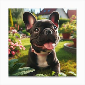 French Bulldog Puppy In The Garden Canvas Print