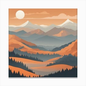 Misty mountains background in orange tone 12 Canvas Print