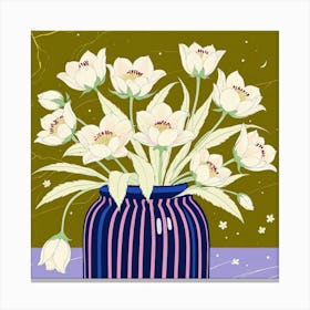 White Tulips In A Vase 1 Canvas Print