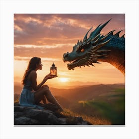 Girl With A Dragon Canvas Print