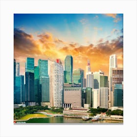 Singapore City Skyline Canvas Print