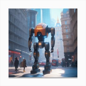 Robot In The City 56 Canvas Print