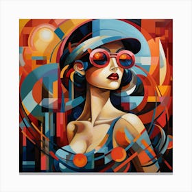 Abstract Of A Woman Wearing Sunglasses Canvas Print