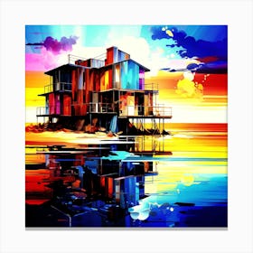 Abstract cityscape background, House On The Beach Canvas Print