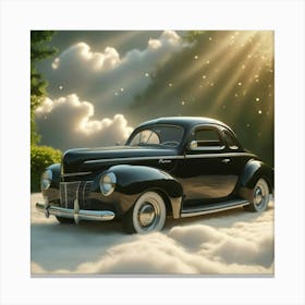 Vintage Car In The Clouds Canvas Print