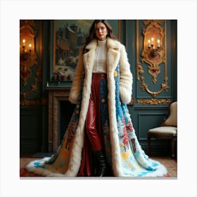 Woman In A Fur Coat 12 Canvas Print