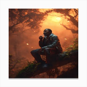 Man Sitting On A Tree Branch Canvas Print