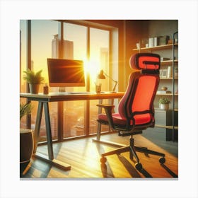 Office Chair At Sunset Canvas Print