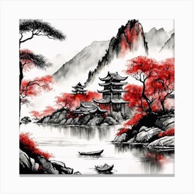 Chinese Landscape Mountains Ink Painting (19) 2 Canvas Print