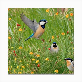 Bird Natural Wild Wildlife Tit Sparrows Sparrow Blue Red Yellow Orange Brown Wing Wings (78) Canvas Print