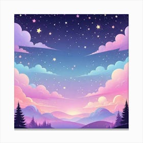 Sky With Twinkling Stars In Pastel Colors Square Composition 86 Canvas Print