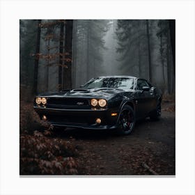 Dodge Challenger In The Forest Canvas Print