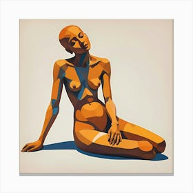 Meditative Serenity: Nude Woman Sitting On The Ground Canvas Print