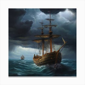 Ship In The Storm.18 Canvas Print