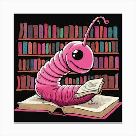 Pink Worm Reading Book 1 Canvas Print
