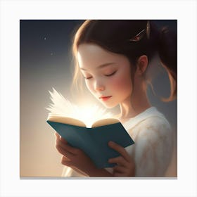 Chinese Girl Reading Book Canvas Print