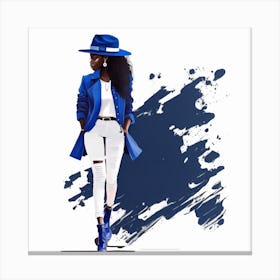 Black Woman In Blue Coat Canvas Print