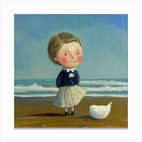 Little Girl On The Beach Canvas Print