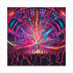Psychedelic Harmony Bands And Lights In The Cosmic Concert Canvas Print