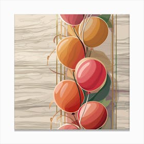 Balloons On A Wooden Background Canvas Print