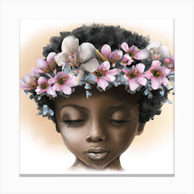 Afro Girl With Flowers 3 Canvas Print