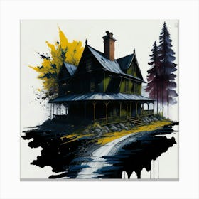 Colored House Ink Painting (85) Canvas Print