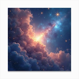 Radiant Star Clusters In A Watercolor Dreamscape 1 Canvas Print