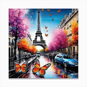 Paris With Butterflies 11 Canvas Print