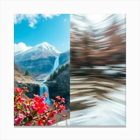 Mountain and Waterfall Canvas Print