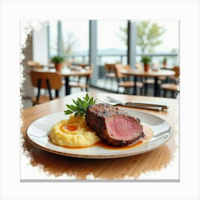 Steak And Mashed Potatoes Canvas Print