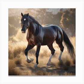 Horse Galloping In The Desert Canvas Print