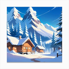 Winter Cabins In The Mountains 1 Canvas Print