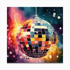 Disco Ball Watercolor Painting Canvas Print