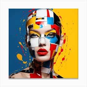 Abstract Woman With Colorful Face Paint 1 Canvas Print