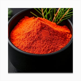 Red Chili Powder On Black Background Canvas Print