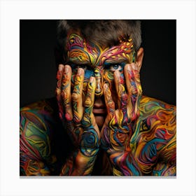 8Man With Colorful Body Paint 8 Canvas Print