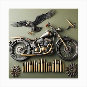 Eagle And Motorcycle Canvas Print