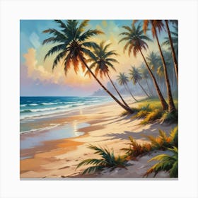 Sunday Palms beach Art Print Canvas Print