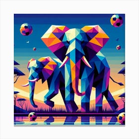 Elephants And Soccer Balls Canvas Print