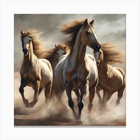 Horses Running In The Desert Canvas Print