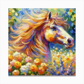 Horse Head In The Field Impressionism 1 Canvas Print