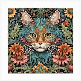 Cat With Flowers Canvas Print