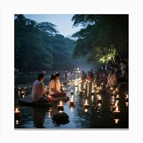 A Spiritual Light Festival Imbued With The Essence Of Faith Glow Of Sacred Lanterns Adorning An Anc (1) 1 Canvas Print