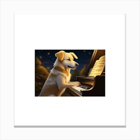 Dog Playing Piano AI generated Canvas Print