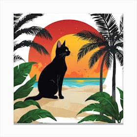 Cat On The Beach Canvas Print