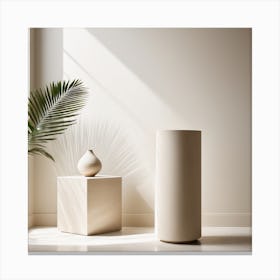 White Vase And Plant Canvas Print