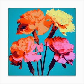 Andy Warhol Style Pop Art Flowers Carnation 4 Square Canvas Print